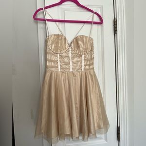 Lucy in the Sky Tulle Corset Dress in Champagne